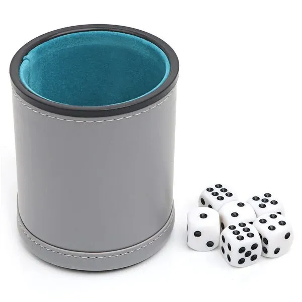 Hloyacc Felt Lined Professional Dice Cup - with 6 Dice Quiet for Yahtzee Game
