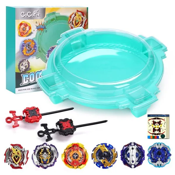COCOFOX Bey Burst Blade Set, 12 Battling Tops 3 Right-Spin Launcher and 1 Stadium, Toys for 6 Year Old Boys & Girls & Up (Amazon Exclusive) Green
