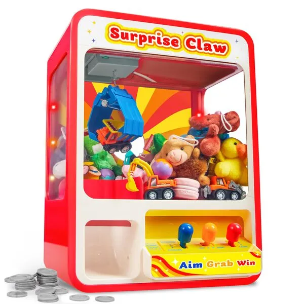 JOYIN Claw Machine Arcade Toy with LED Light & Adjustable Sound, Rechargable Dispenser Toys Mini Vending Machine for Kids - Perfect Christmas & Birthday Big Gifts for Kids, Ages 3+