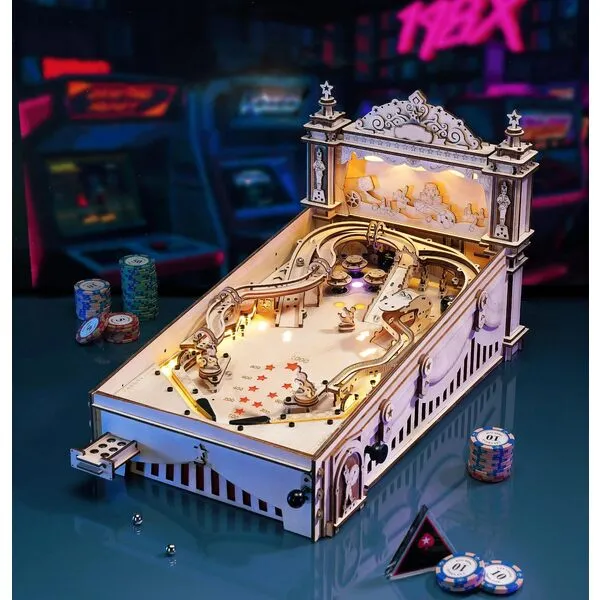 Wowood 3D Wooden Puzzles for Adults, DIY Pinball Machine for Adults, Mechanical Puzzles Model Building Kits, Party Games for Adults/Teens/Kids Family Time