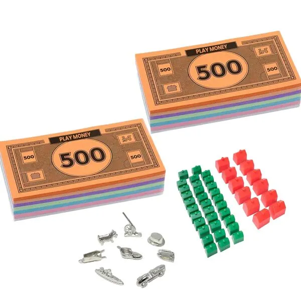 Monopoly Money Replacement 2 Sets of 30 Each Bill Denomination, 60 Total in Mixed Colors. Monopoly Tokens, Houses & Hotels