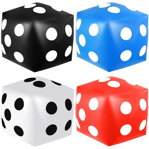 4 Pieces Jumbo Inflatable Dice 12.6 Inch Fun Giant Inflatable Dice Multicolor Large Inflatable Dice for Indoor Outdoor Lawn Game Pool Party Board Game (White, Black, Blue, Red)