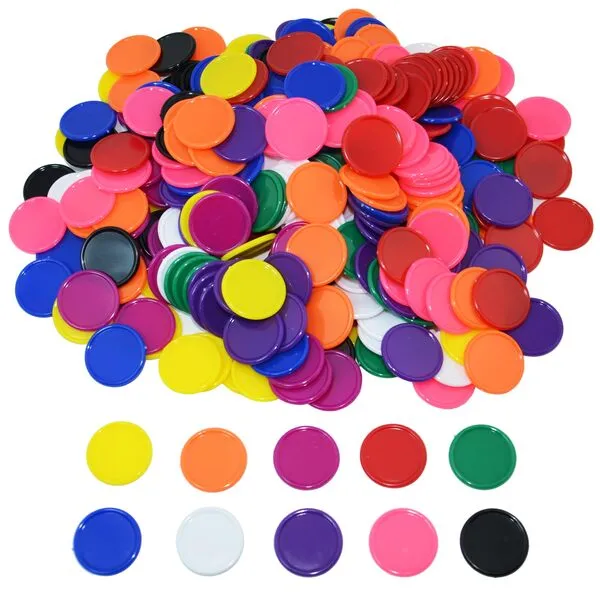 Smartdealspro 300pcs 1 Inch 10 Colors Opaque Plastic Learning Counters Counting Mini Poker Chips Game Tokens