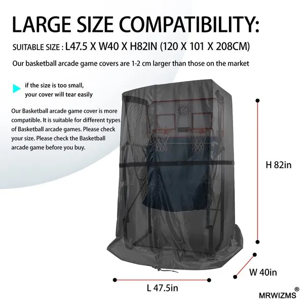 MRWiZMS Basketball Arcade Game Cover, Arcade Basketball Cover, 420D Oxford Cloth UV Protection, Waterproof, Dustproof, Universal Basketball Arcade Game Cover