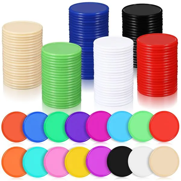 800 Pcs Plastic Poker Chips 1.45 Inch Game Chips Bulk Poker Card Game Chips 16 Colors Bingo Chips Blank Counting Chips for Adults Poker Game Counters Learning Math Counting Game Play