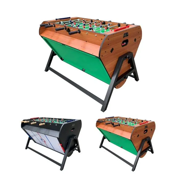KICK Triplex 55″ Telescopic Rods 3-in-1 Swivel Multi Game Table - Combo Game Table Set - Billiards, Air-Hockey and a Foosball for Home, Game Room, Friends and Family!