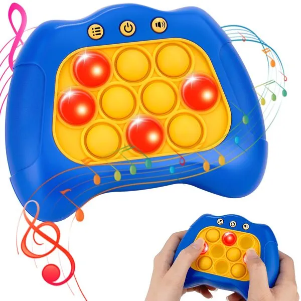 Tusivo Fast Push Bubble Game, Light-up Pop Game Fidget Toys for Kids and Adults, Electronic Handheld Quick Push Bubble Game, Stress Relief Toys for 6 7 8 9+ Year Old Boys & Girls (Dark Blue)