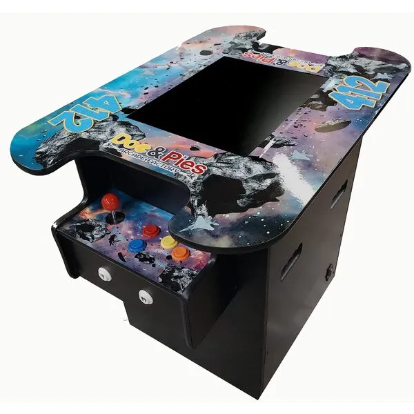 Doc and Pies Arcade Factory Full Size Professional Cocktail Arcade Machine | 412 Classic Games | 2-Player | Full Size LCD Screen, Buttons and Joystick