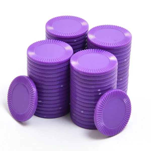 Smartdealspro 64pcs 32mm/1.26 Inch Opaque Plastic Learning Counters Disks Mini Poker Chips Game Tokens with Storage Box