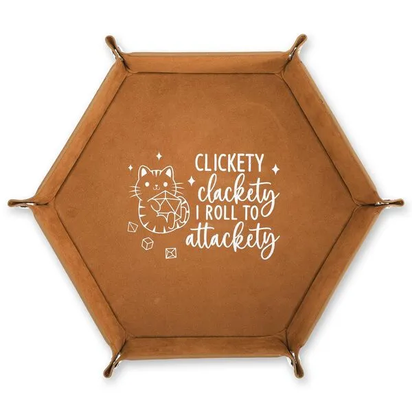 ICoDeesse Leather Dice Tray for Rolling Novelty Cat Folding Hexagonal Dice Holder Dice Storage Accessories Desk Organizer Funny Gift for RPG, DND Game Players