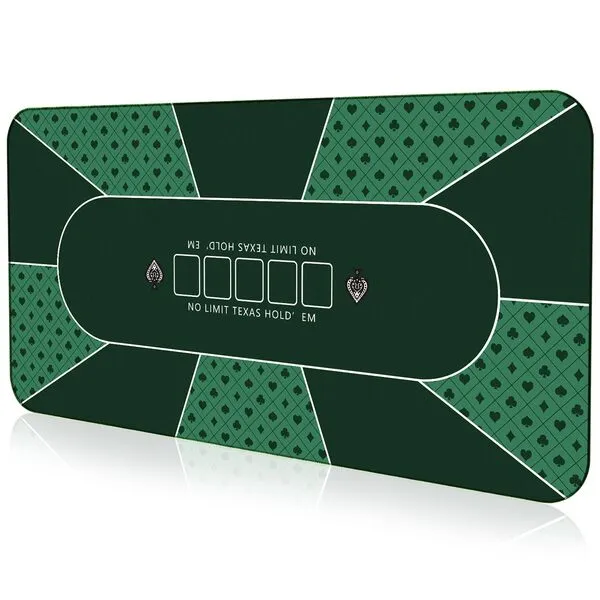 94 x 47 Inch Poker Mat with Stronger Sewn Edges, 10 Players Texas Hold'em Poker Rubber Mat Poker Topper for Tables, Folding Portable Poker Table Top Layout w/Carrying Bag for Poker Games, Blackjack