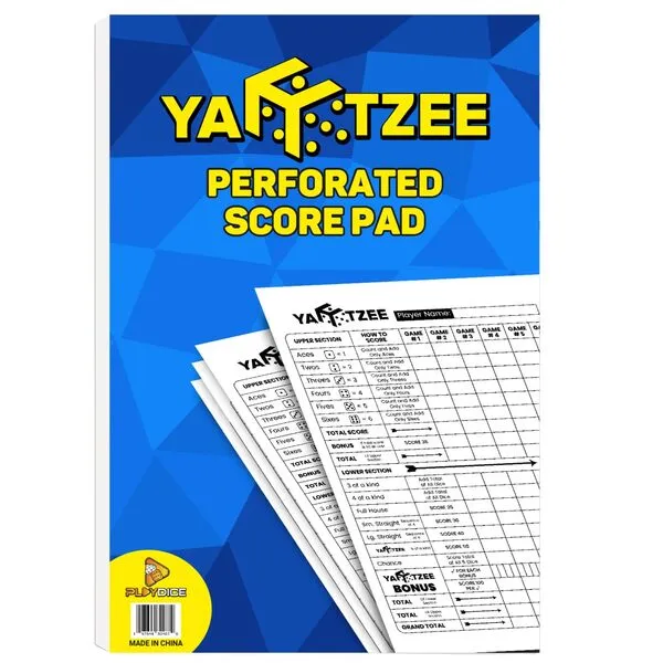 PlayDice Yahtzee Score Pads Perforated: 200 Easy Tear Off, Large Print Yahtzee Score Pads Compatible with Yardzee and Yahtzee Games (Large Print - 6x9)