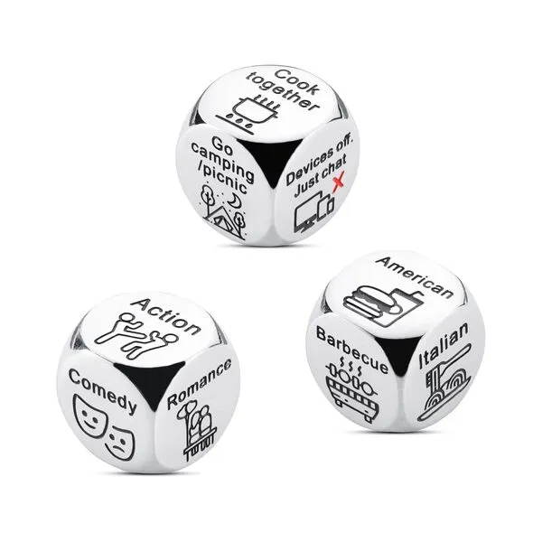 Anniversary Date Night Gifts for Men Women Stocking Stuffers Christmas Valentines Day Gifts Him Her Food Movie Dice Decider Funny Fathers Day Birthday Gifts for Boyfriend Husband from Girlfriend Wife