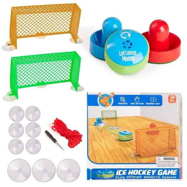 Portable Air Hockey Game - Compact, Battery-Operated Mini Tabletop Toy - Fast-Paced Fun for Kids & Adults - Ideal for Home, Office, & Travel - Includes Pucks & Paddles