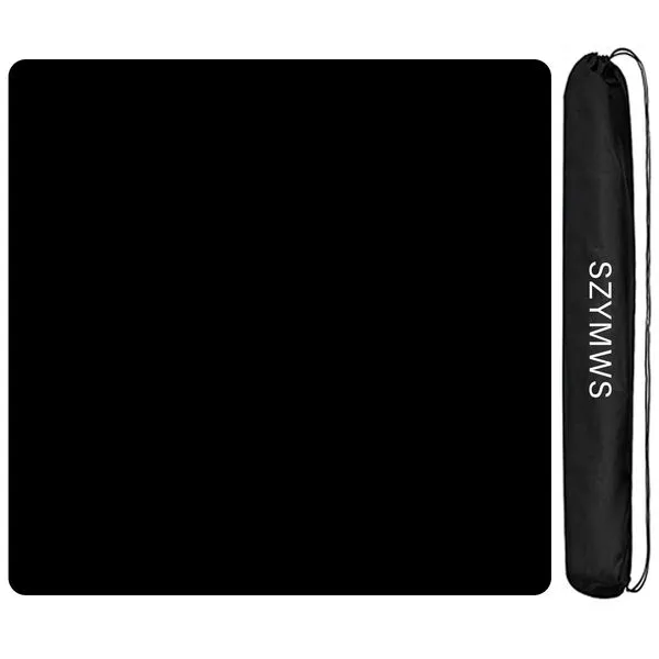 SZYMWS Large Mahjong Mat with Black Carrying Bag, Anti Slip and Noise Reduction Table Cover for Mahjong, Poker, Card Games, Dominoes, Board Games, Slip Resistant Mat (34.5 X 34.5 Inches) (Black)
