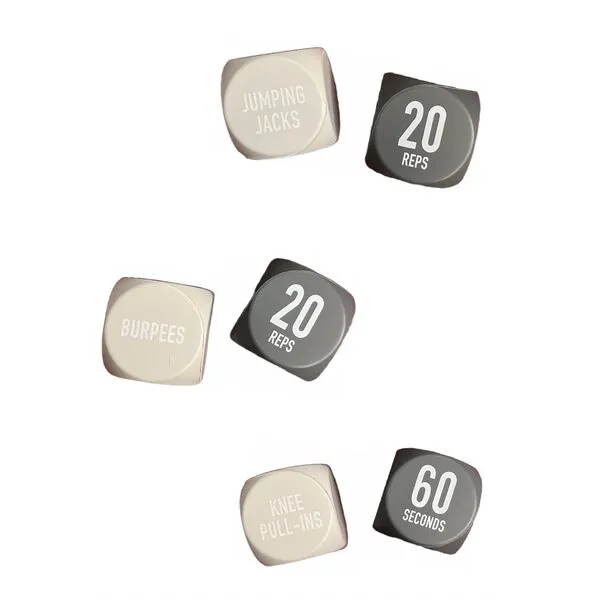 Set of 3 Workout Dice Set Six Sided Fitness Dice with Exercises Group Training and Fitness Class Accessories