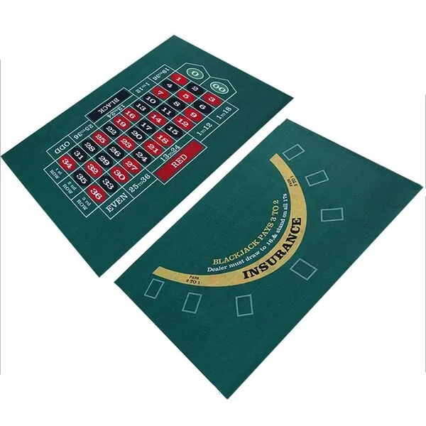 Double-Sided Poker Game Mat Craps Table & Blackjack Casino Felt Roll-up Casino Roulette Tabletop Mat for Party Bar Board Game