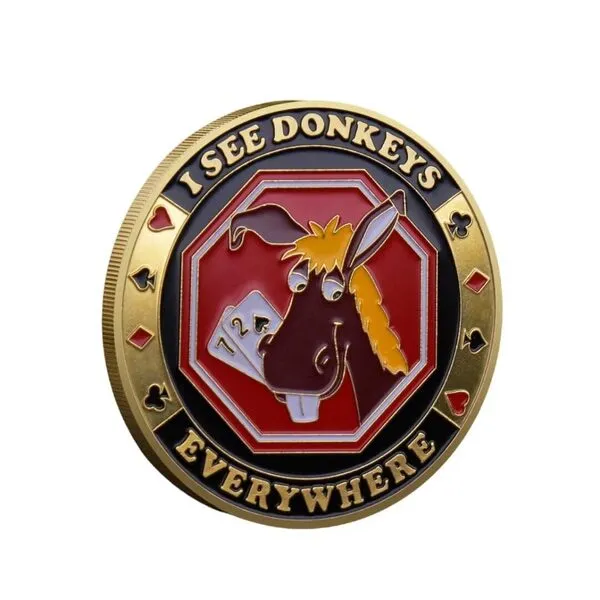 Poker Card Guard Coin Collectibles Table Games Poker - Good Luck, Las Vegas, Poker Accessories, Pot Committed, Shark, Donkeys, Quees, Ace King Lucky Coin