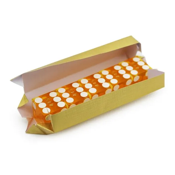 19mm Professional Casino Dice - Set of 5 Yellow dice - Razor Edge, Matching Serialized Set - Authentic Las Vegas Dice Experience for Craps and More from CGS