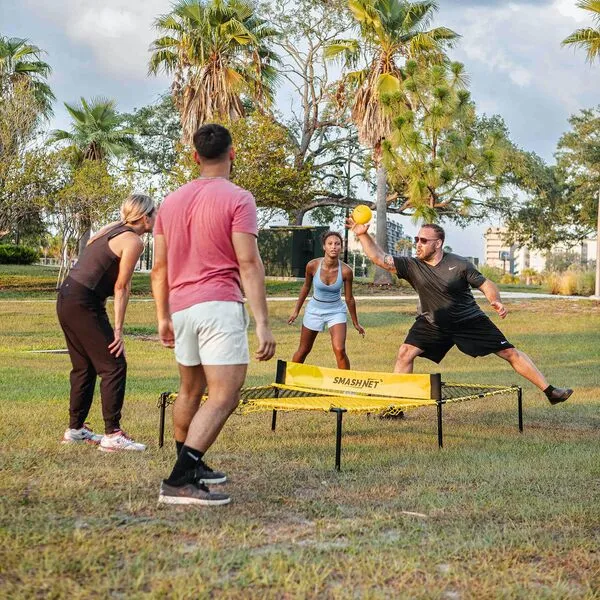SMASHNET Outdoor Family Game - Sport Games for Adults and Family - Portable Volleyball/Table Tennis Net for Backyard & Parks, Quick Assemble and Durable, Epic Backyard Game for Kids and Adults
