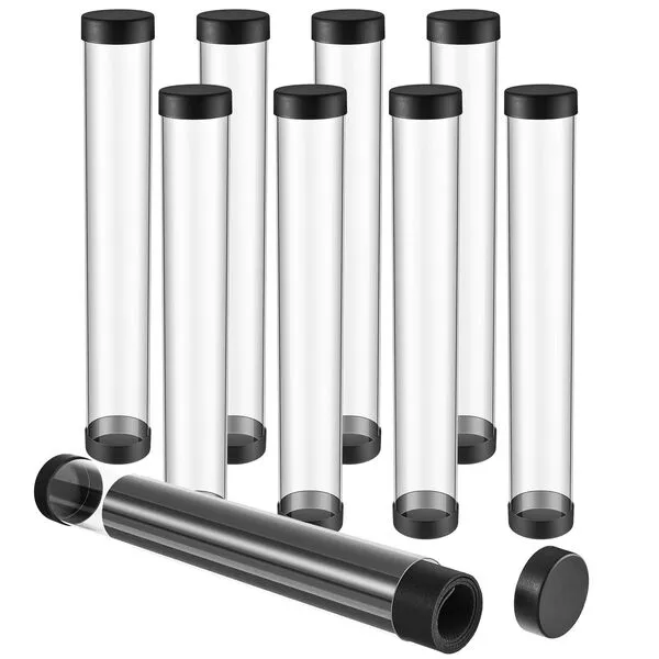Barydat 8 Pieces Playmat Tube 16 Inch Round Playmat Case Play Mat Clear Tubes with Caps, Easy in and Out Design, Store Your Card, Playmat Tube for Card Games