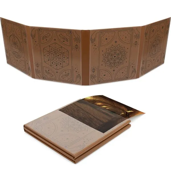CASEMATIX DM Screen Faux Leather Double-Sided Customizable GM Screen - 8-Pocket Folding Dungeon Master Screen with Outward-Facing Windows for Artwork and Reference Sheets, Inserts Not Included