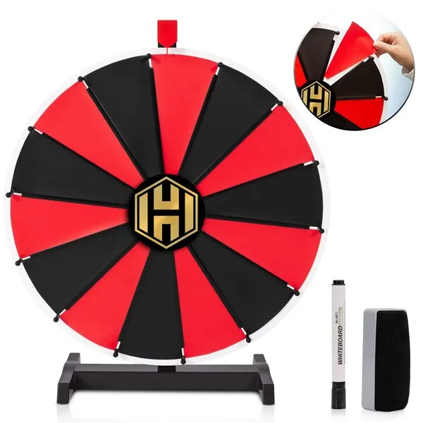 Hooomyai 24 Inch Tabletop Spinning Wheel 14 Slots, Insertable Prize Wheel Spin Wheel Spinner Wheel with Dry Erase Markers & Eraser, Fortune Spin Games for Carnival Trade Show Party