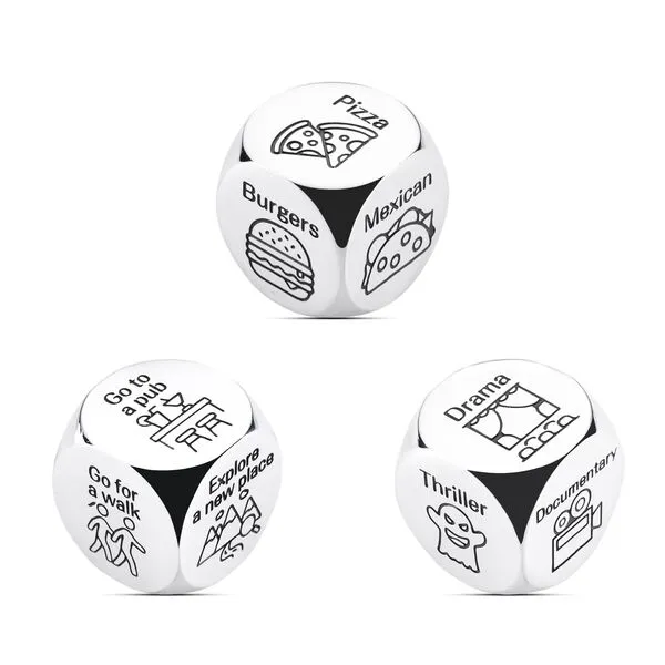 VANLOVEMAC Anniversary Date Night Gifts for Couple Food Movie Decision Dice, Funny Date Night Ideas for Boyfriend Girlfriend Christmas Birthday Valentines Day Gifts for Husband Wife Him Her