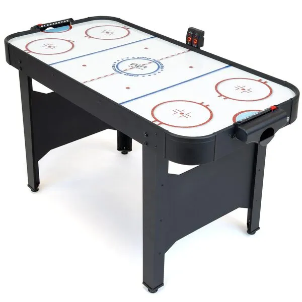 GoSports 48 Inch Air Hockey Arcade Table for Kids - Includes 2 Pushers, 3 Pucks, AC Motor, and LED Scoreboard - Oak or Black