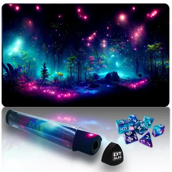 Extalas MTG Playmat TCG Playmat PTCG Playmat DND Playmat-includes Storage Tube and 7 Dice-Experience Top-Tier Quality and Edge-Locking Design–Waterproof and Non-Slip Gaming Mat! (Style4)