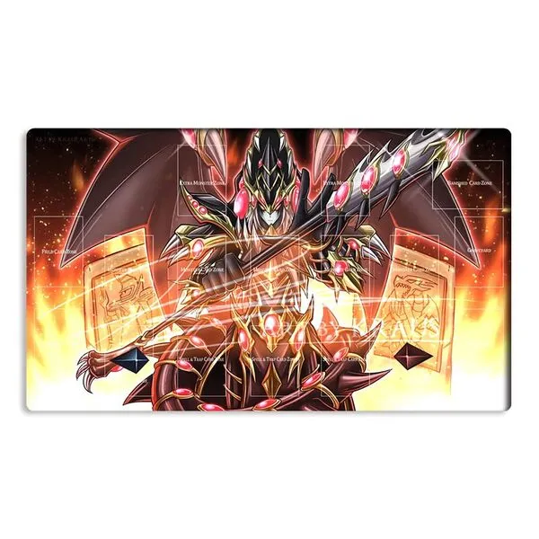 New Mlikemat Playmat Red Eyes Dark Dragon TCG CCG OCG Trading Card Game Mat with Zones + Free Bag (ZD014-641-A)