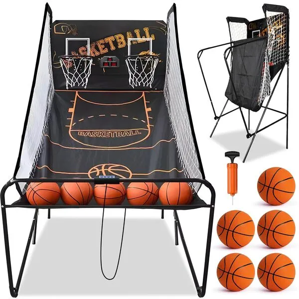 TOY Life Basketball Hoop Indoor, 2 Player Basketball Arcade Game Indoor with Scoring System, Arcade Games Machines for Home, Electronic Basketball Games, Basketball Toys for Boys 6 7 8 9 10+