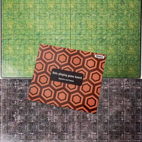 Hexers Terrain Lite Role-playing Game Board RPG Game Mat Alternative, Compatible with Dungeons and Dragons DD D&D and Pathfinder 1 inch Squares, RPG Miniatures Mat or Tabletop Role-Playing Dice Map