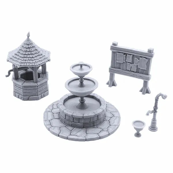 EnderToys Town Square by Printable Scenery - DND Terrain, 28mm Miniature Wargaming, Tabletop RPGs, Wargame