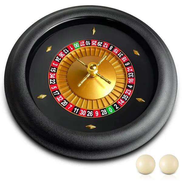 Leyndo 18 Inches ABS Professional Roulette Wheel Set, Casino Grade Roulette Set with Double Zero Layout Roulette Wheel with 2 Roulette Balls for Night Home Game or Professional Use