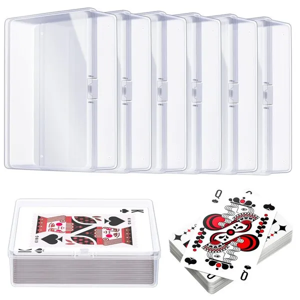 Playing Deck Card Cases Clear Plastic Trading Card Storage Box Acrylic Card Holder Box Compatible with MTG TCG Collectible Trading Card Cases, Each Case for 100 Pcs Cards (6 PCS)