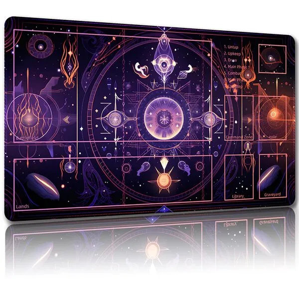 Malqiqi Playmat for MTG, with Free Storage Bags,Game Mat 24 x 14 inches, TCG and Board Game Mat for Cards,Mousepad Desk Mats (Magic Mat 36,with Zones)