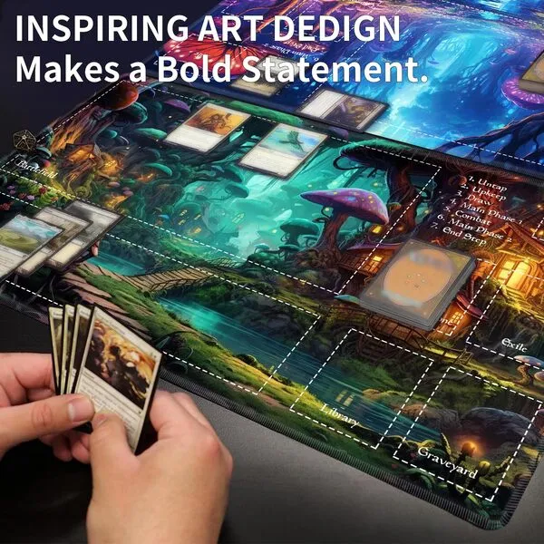 EDGFRTOIO Playmat with Zones for MTG Card Game Playing, Game Mats Tabletop Magic Play Mats 24