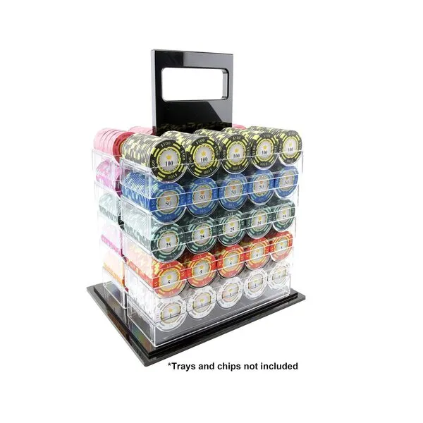 GOYMFK 10-Piece Clear Acrylic Poker Chip Rack Tray Holder Storage Carrier Case