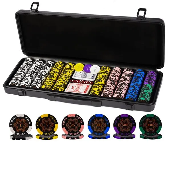 CONTINUE 14g Clay Poker Chips Set for Texas Hold’em,Casino Chips Set with 500PCS Numbered Chips,Waterproof Cards,High-end ABS Chip Case with Double Core,Ideal Gifts for Poker Players