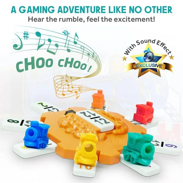 Yinlo Mexican Train Dominoes Set, Hub with Real Train Sound, Double 12 Colored Number