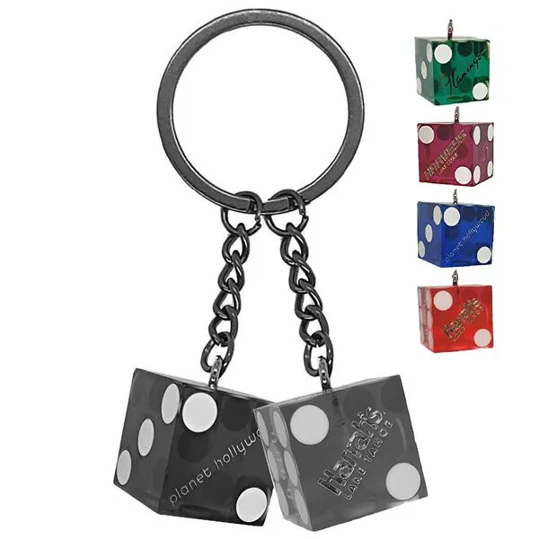 Genuine Casino Dice Keychain Novelty Key Chain Featuring Authentic Lake Tahoe Reno Las Vegas Nevada Casino Craps 19mm Dice