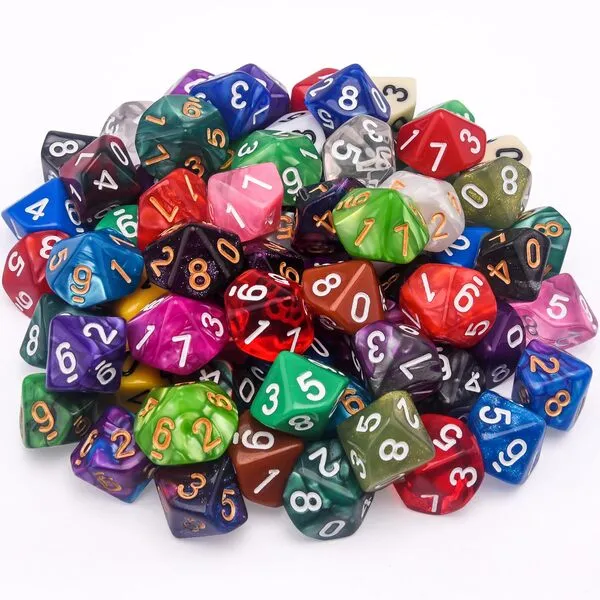 AUSTOR 70 Pieces 10 Sided Dice Mixed Color Polyhedral Dice Set 10 Sides Dices Assortment with a Black Velvet Storage Bag for DND RPG MTG Table Games