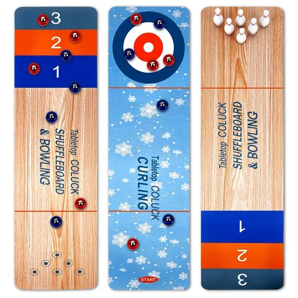 Curling 3 in 1 Board Game,Tabletop Shuffleboard Bowling Curling Board Game,Mini Tabletop Games Family Sports Game for Adults,Kids Portable Easy Set Up