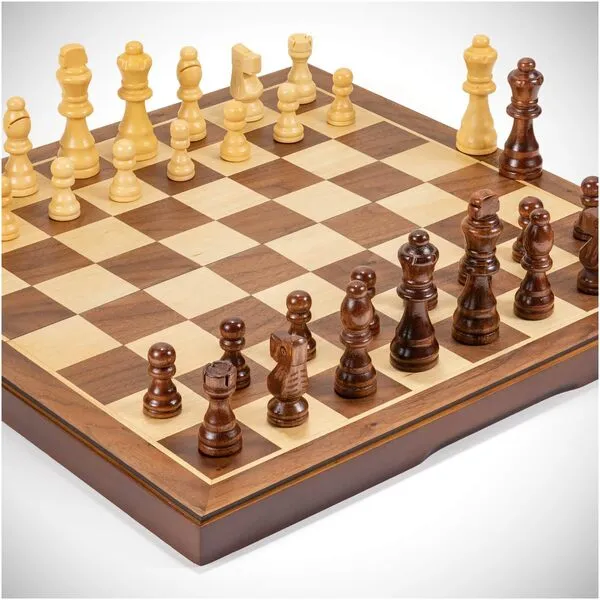 Chess Set Board Games for Adults: Handmade Walnut Wooden 15