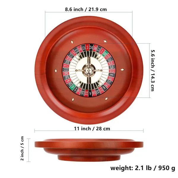 Ygebet Wooden Roulette Wheel, 11 inch Solid Wood Casino Roulette Wheels for Adults, Professional Roulette Board for Home Game Night Party