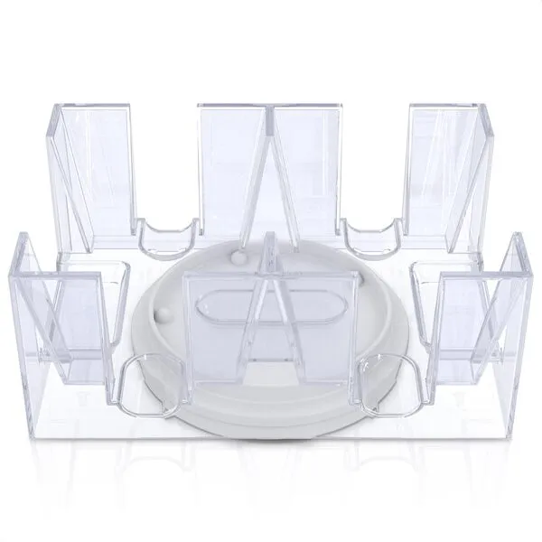 Dual Deck Revolving Card Holder - 360 Degree Poker Playing Cards Holder Canasta Card Holder Casino Accessories Acrylic Playing Card Holder for Playing Card Games - Clear Tray Poker Card Deck Holder
