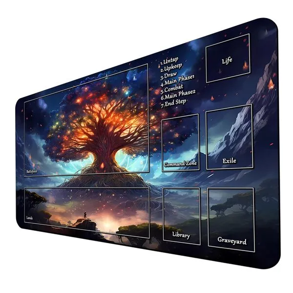 MTG Playmat, Game Play Mat for MTG TCG 24 x 14 inches Trading Card Inked Game Playmats with Storage Bag Smooth Rubber Surface Battle Game