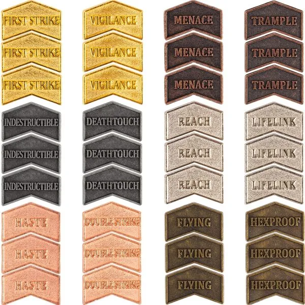 36 Pieces Magic The Gathering Antique Metal Token Counter MTG Keyword Counters Creature Stats Buff Tokens for CCG Card Gaming Accessories