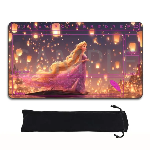 Lorcana Playmats Compatible TCG 24x14 Inches Gaming Mat, Non-Slip Rubber with Zones Play Mat and Free Storage Bag（DIS23）